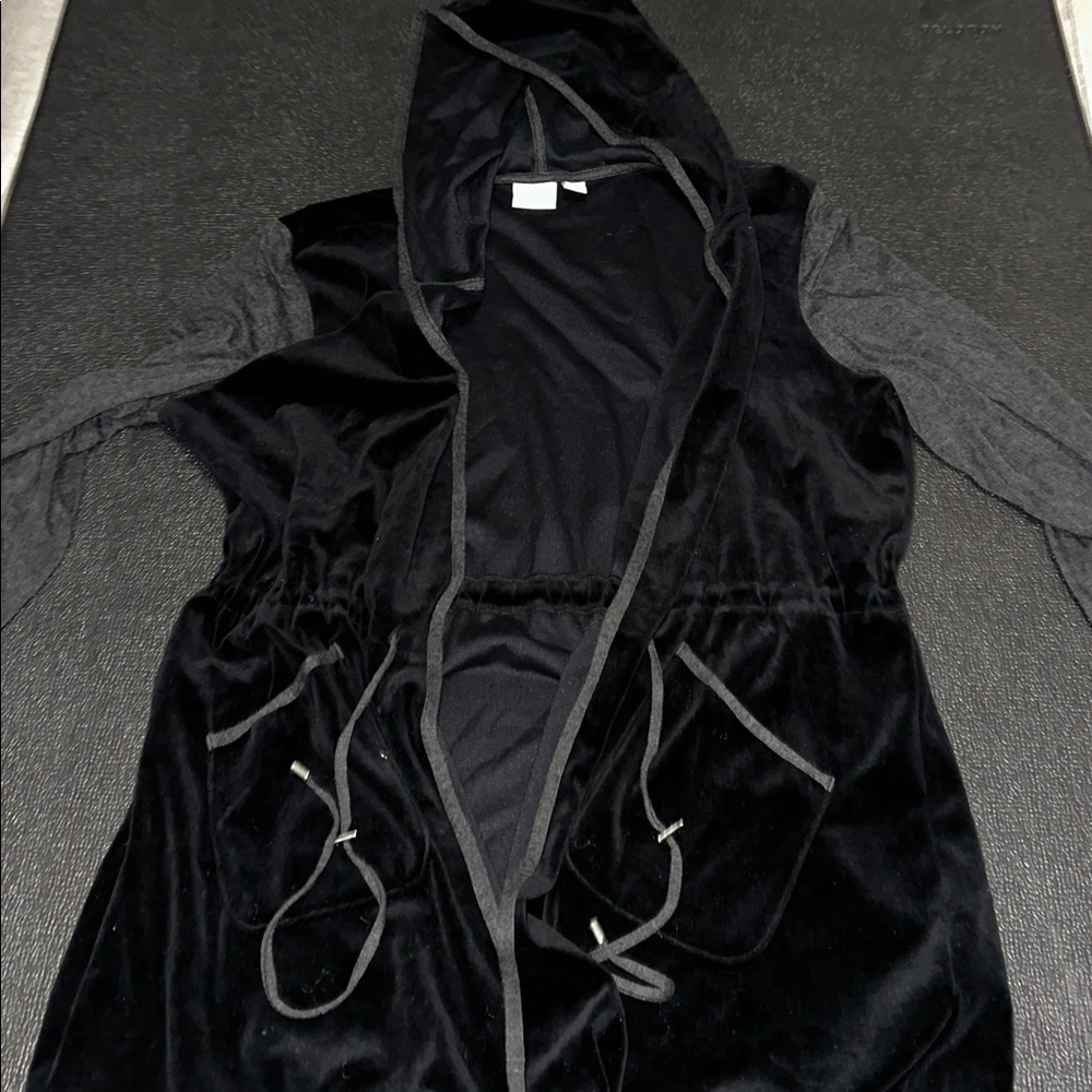 Zenergy by Chicos Black Hooded Open Cardigan size 3 - Picture 2 of 8